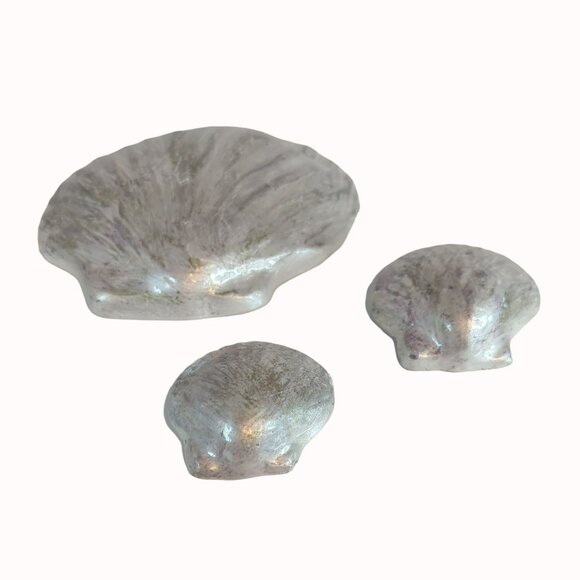 Vintage Set Of 3 Ceramic Sea Shell Wall Decorations Beach Themed Home Decor - Picture 2 of 3